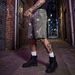 Men's Flame & Rhinestone Embroidered Denim Shorts – Customizable Streetwear (Dark Grey, S-XL) | Hip-Hop Fashion_mkmklike.com