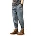 Spring And Summer Thin Japanese-style Denim Nine-point Pants Men's Retro Elastic Waist Elastic Badge Large-size Jeans Men's 9-point_mkmklike.com