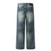 Distressed Washed Gradient Denim Loose Wide-Leg American Street Style Men's Dad Split Patchwork Straight Long Pants_mkmklike.com