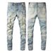Cross-border Jeans Trendy Brand Retro Paint Ripped Pants Men's Jeans Men's Slim-fit Trousers American Denim 6530_mkmklike.com