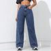 Women's Relaxed Fit High-Waisted Straight Leg Jeans – Vintage Washed Denim, Non-Stretch Cotton Blend (Black/Light Blue/Dark Blue)_mkmklike.com