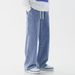 Men's Clothing Relaxed Fit Straight Leg Jeans – High Waist Vintage Washed Denim Pants With Stretch, Multiple Pockets, Trendy Retro Blue/Black/Gray_mkmklike.com
