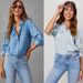 Women's Clothing Denim Shirt Long Sleeve Casual Button Down Shirt With Polo Collar For Autumn Streetwear_mkmklike.com
