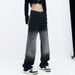 Pear-shaped Body Black Gradient Jeans Women Autumn Winter New Fat Sister Mm High Waist Slimming Straight-leg Wide Leg_mkmklike.com