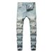 Men's Retro Washed Denim Jeans Slim Fit Trousers Ripped Fashion Jeans For Youth_mkmklike.com