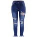 Women's Clothing Fashion Ripped Irregular Hem Nine Point Jeans For Women_mkmklike.com
