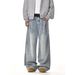 Cleanfit Unisex High Street Vintage Washed Jeans Relaxed Straight-Leg Denim Pants with Distressed Finish_mkmklike.com