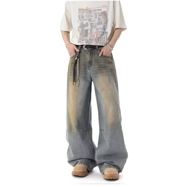 Men's Clothing Washed Distressed Denim Jacket Loose Embroidered Jacquard Distressed Washed Jeans_mkmklike.com