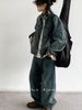 Spring And Autumn Japanese Vintage Embroidery Washed Denim Jacket Boys And Girls BF Style Loose Blue Tooling Jacket Top_mkmklike.com