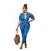 Women's Clothing washed blue fashionable temperament jumpsuit denim trousers_mkmklike.com