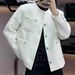 Designer Men's White Short New Spring Autumn High-End Lazy Style Collarless Jacket_mkmklike.com