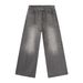 Men's Clothing Korean Oversized Straight-Leg Jeans – Vintage Washed, Relaxed Fit, Long & Flowy, No-Stretch Cotton Blend (Camouflage/Light Blue)_mkmklike.com