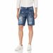 Laike Men's Rhinestone Denim Shorts Summer Style Trendy Star Washed Casual Five Point Pants_mkmklike.com