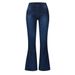 Women's Washed Denim Jeans With Button Pockets Button Detailing Casual Trousers_mkmklike.com