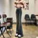 Cement Gray Flared Jeans Women, Spring And Autumn 2024 New Style, High-waisted, Slim-fit, Stretchy Bell-bottom Pants For_mkmklike.com