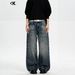Men's Clothing Vintage American Washed Denim Jeans - Relaxed Straight Leg With Cat Whiskers & Distressed Details For Men & Women (Dark Blue)_mkmklike.com