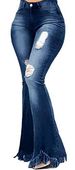 Exclusive Cross-border : 2022 New European And American Women's Jeans, High-stretch Ripped Denim Bell-bottom_mkmklike.com