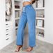Customized Summer Stretch Denim Straight Leg Pants Women's Wide Leg Pants_mkmklike.com