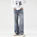 New In Stock American Style Loose Straight Jeans Teenagers, Stylish And Tall, Vintage Washed Wide-Leg Pants For Men_mkmklike.com