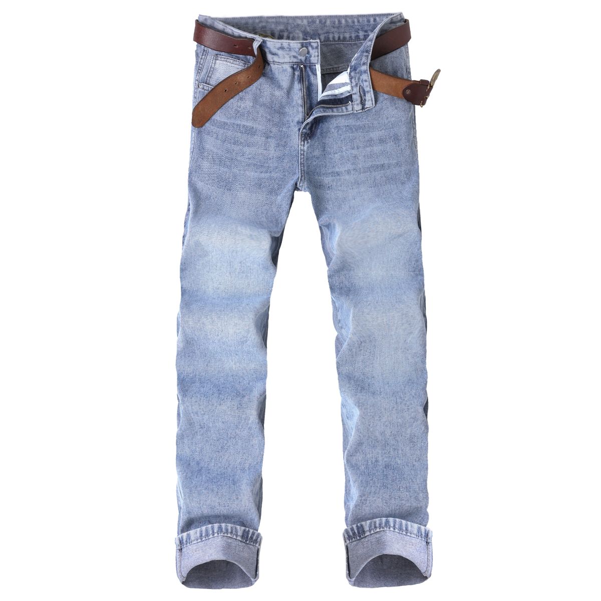 Suitable For All Seasons, Fashionable And Loose Straight Leg Jeans For Men, Casual And Versatile, Slimming Pants (excluding Belt)_mkmklike.com