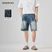 Men's Denim Shorts Trendy High Street Washed Retro Loose Fit Five Point Pants Summer_mkmklike.com