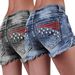 Women's Clothing Denim Embroidered Shorts Fashion Ins Elastic Patch Denim Embroidered Ripped Denim Shorts_mkmklike.com