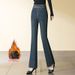 Women's Fleece-lined Thickened Jeans, 2025 Winter New Style, High-waisted, Slimming, Warm, Slightly Flared Pants With_mkmklike.com