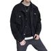 BOY American Style And Autumn Denim For Men, High Street Fashion Brand, Loose Fit Spring Coat, Stylish Black Jacket_mkmklike.com