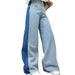 Women's Clothing Vintage-Inspired Wide-Leg Jeans With Contrast Side Seam & Fringe Details – Retro High Waist Flared Pants For Women, Boho Chic Denim_mkmklike.com