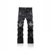 Retro Star Embroidered Flared Jeans – Vintage 90s Streetwear Denim With Distressed Paint Splatter & Stretch Comfort_mkmklike.com
