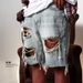 Men's Clothing Street Fashion Summer Hiphop Ripped Shorts Hip Hop Raw Edge Beggar Denim Shorts_mkmklike.com