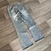 Unisex Vintage Washed Distressed Jeans – Black & Grey Patchwork Straight Leg (S-XL, Polyester Blend, Hip-Hop Streetwear)_mkmklike.com