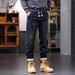 Autumn And Winter New Towel Bottom Warm Jeans Men's Drawstring Elastic Waist Jeans Men's Factory Direct Sales Large Size Men's Clothing_mkmklike.com