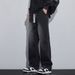 New American Washed Jeans Men's Autumn And Winter Velvet Drawstring Loose And Versatile Wide-leg Straight Casual Long Pants_mkmklike.com