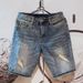 BOY Vintage Distressed Ripped Denim Trendy Brand Ins Loose Straight Five-Point Men Summer Thin Mid-Length Shorts_mkmklike.com