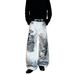Unisex Washed Distressed Jeans Street Style Loose Fit Trendy Star Element Versatile Long Pants For Men_mkmklike.com