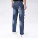Men's Straight Leg Ripped Jeans Midweight Distressed Denim Trousers Stylish Cycling Street Chic Blue Non-Stretch Cycling Pants_mkmklike.com