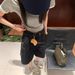 Women's High Waist Color Blocked Denim Shorts Summer Thin Loose Straight Leg Slimming Retro Style Five Point Pants_mkmklike.com