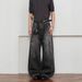 Men's Clothing Streetwear Splatter Paint Jeans For Men & Women, Vintage Loose-Fit Straight Denim Pants With Hand-Painted Graffiti Design_mkmklike.com