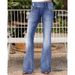 Women's Clothing Retro Side Button Mid Waist Slightly Flared Jeans_mkmklike.com