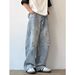 High Waist Sparkling Rhinestone Tie-Dyed Jeans Casual Slimming Straight Leg Wide Leg Pants For Men And Women Versatile Spring Style_mkmklike.com
