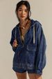 K01 New Fashionable Loose Casual Hooded Denim Long Sleeved Top_mkmklike.com