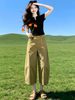 Gray Cargo Jeans for Women High Waist Wide Leg Casual Cropped Pants Slimming High Street Loose Fit New Summer Lazy Style_mkmklike.com
