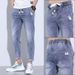 Light-colored Loose Jeans Stretch Casual Men's Thin Harem Trendy Brand Cropped Pants_mkmklike.com