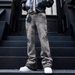 Cross-border Bestseller American Retro Washed Distressed Gray Splatter-paint Curved Cut Jeans For Men, Trendy Brand_mkmklike.com