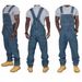 Stylish Men's Suspender Denim Jumpsuit Ripped Jeans Trousers_mkmklike.com