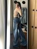 Tall Extra Long Hot Girl Low Waist Flared Jeans Women Spring Autumn Loose Slimming Wide Leg Floor-Length Pants_mkmklike.com