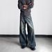 Men's Retro High Street Slim Fit Jeans Style Vibe Gradient Distressed Straight Leg With Slight Flare Midweight Long Pants_mkmklike.com