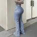 Women's High Waist Skinny Flared Jeans - Sexy Solid Color Denim Pants With Hip-Lifting Fit, Stretch Comfort For Everyday Wear_mkmklike.com