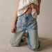 Women's Clothing Retro Non Elastic Washed Straight Workwear Jeans Street Fashion Wide Leg Jeans_mkmklike.com